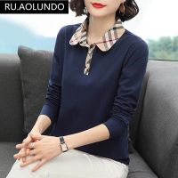 95%棉长袖t恤女2020秋季新款潮大码妈妈装翻领polo衫百搭上衣女