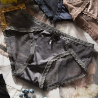 冰丝款无痕内裤女纯棉抗菌裆中腰蕾丝性感惑激情欧美三角短裤女士