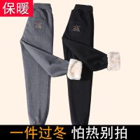 加绒加厚运动裤女秋冬季新款2020仿毛羊羔绒休闲宽松棉裤卫裤外穿