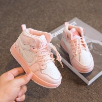 儿童板鞋2020年春秋新款时尚女童鞋影子灰高帮童鞋子潮