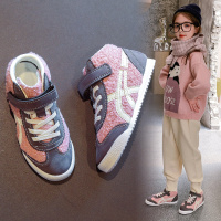 女童高帮鞋2020秋冬季新款童鞋童加绒加厚板鞋儿童鞋子