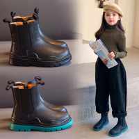 女童靴子儿童鞋子2020秋冬季新款时尚烟筒靴加绒短靴真皮马丁靴潮