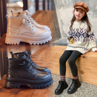 女童马丁靴真皮儿童短靴春秋单靴2020年新款英伦风走秀黑色靴子潮