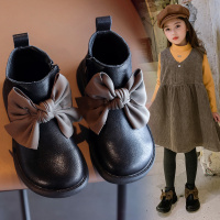 女童马丁靴2020年新款春秋季蝴蝶结女孩单靴儿童真皮公主靴子短靴