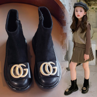 女童靴子春秋单靴2020秋季新款公主靴女孩弹力小短靴时尚儿童袜靴