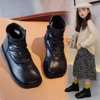 女童马丁靴2020春秋新款中大童单靴英伦风黑色短靴儿童洋气靴子潮