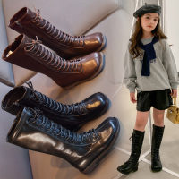 女童靴子2020秋季新款儿童时尚高筒靴小女孩洋气马丁靴学生皮靴潮