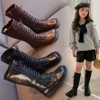 女童靴子2020秋季新款儿童时尚高筒靴小女孩洋气马丁靴学生皮靴潮