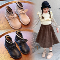 女童靴子春秋单靴2020新款秋季小女孩公主靴儿童真皮蝴蝶结小短靴