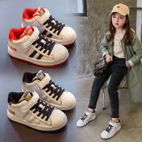 女童高帮板鞋2020新款秋冬季贝壳头儿童加绒鞋童小白鞋