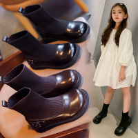 女童马丁靴2020年新款春秋单靴英伦风短靴针织弹力袜子靴百搭靴子