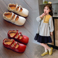 女童皮鞋2020新款秋鞋儿童黑色春季方头单鞋小女孩宝宝百搭豆豆鞋