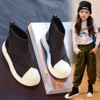 女童马丁靴2020秋季新款时尚儿童韩版针织单靴童袜子靴潮