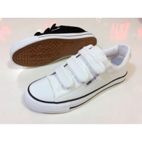 魔术贴帆布鞋 情侣鞋懒人女韩版鞋子黑白色低帮学生百搭休闲鞋