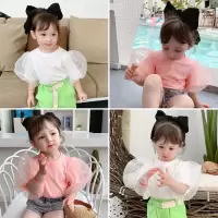 2020女童装夏装新款泡泡袖韩版休闲儿童T恤 女宝宝小孩衣服洋气潮