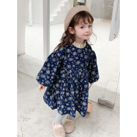 2020女童装冬装新款碎花加绒韩版儿童连衣裙宝宝洋气小孩公主裙子