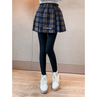 女童打底裤秋冬2020新款儿童时髦假两件裤子女孩加绒格子裙裤