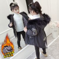 女童加绒外套2020新款加厚秋冬款牛仔中大儿童女孩洋气中长款棉衣