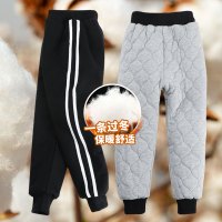 女童加绒加厚裤子2021秋冬新款大童一体绒黑色运动裤儿童外穿棉裤