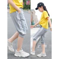 女童七分运动裤夏装短裤儿童夏季宽松中裤中大童洋气马裤薄款裤子