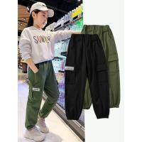 女童工装裤韩版洋气儿童外穿黑色裤子冬季中大童休闲裤秋冬装长裤