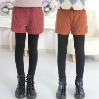 女童打底裤加绒加厚儿童秋冬外穿洋气灯芯绒中大童裙裤假两件裤子