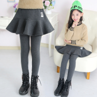 女童打底裤加绒加厚儿童洋气裙裤中大童秋冬季裤子假两件裤裙外穿