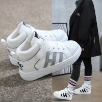 2021秋冬款女童运动鞋男童二棉高帮板鞋休闲小白鞋儿童加绒篮球鞋