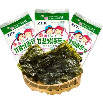 韩国进口 ZEK竹盐烤海苔15g(5g*3) 即食紫菜儿童零食 进口食品