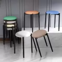 涵杨北欧餐桌凳圆凳轻奢网红矮凳家用靠背椅加厚成人板凳铁艺吃饭凳子
