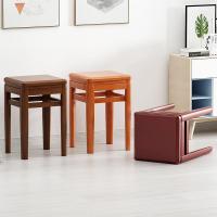 涵杨实木圆凳餐桌凳子家用木凳仿古艺术凳茶几凳矮凳曲木板凳整装