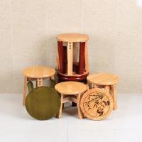 涵杨木凳子小圆凳子23 25 30cm原木海棠茶色凳子家用橡胶木矮凳板凳子