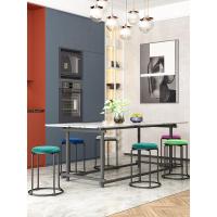 涵杨欧式皮凳子家用绒布圆凳客厅沙发凳茶几凳圆形钢筋餐桌凳磨砂钢凳