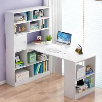 书桌书架组合简约电脑台式桌转角家用书柜一体写字桌学生简易桌子
