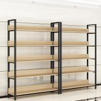 钢木书架简约铁艺货架落地多层置物架客厅架子服装展示架书柜定制
