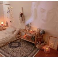 ins网红简约木质床边置物架卧室民宿排骨架日式床头柜双层花架