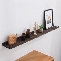 烧桐木墙上一字板置物架客厅简约实木架子壁挂式书架茶具展示架