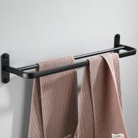黑色太空铝毛巾架 卫浴浴巾架卫生间置物架五金挂件套装免打孔
