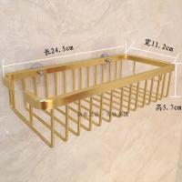 免打孔金色仿古卫生间收纳架单层网篮卫浴壁挂 欧式浴室置物架1层