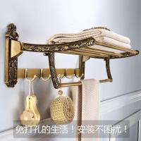 免打孔浴巾架卫生间毛巾架欧式仿古浴室置物架太空铝五金挂件套装