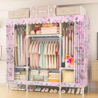 简易家用布衣柜钢架隔层加粗加固牛津布全封闭防尘加厚布料可水洗
