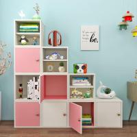 简约现代书柜卧室书架自由组合格子柜儿童储物柜收纳柜加锁柜带