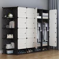 简易衣柜收纳架塑料布推拉储物柜子儿童实木钢管加粗加固单双人