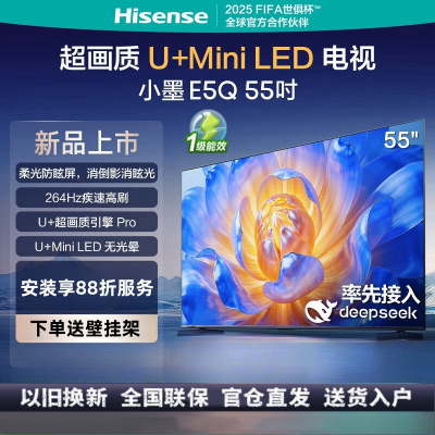 海信电视小墨 55E5Q 55英寸 超画质U+Mini LED 264Hz高刷 DeepSeek AI智能 柔光防眩屏
