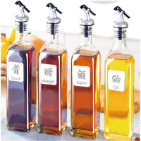 油壶玻璃家用厨房用品油瓶防漏大号醋壶小油罐酱醋瓶调料瓶油壶 500ML*4支装[油酒酱醋]送漏斗