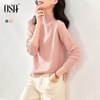 OSA粉色半高领针织衫外穿套头毛衣女秋冬季2020年新款打底衫上衣