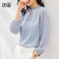 长袖雪纺衫秋装2020年新款遮肚子小衫高档洋气女人味上衣时尚气质