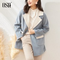OSA赫本风毛呢外套女秋冬季2020年新款中长款显瘦小个子呢子大衣