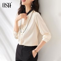 OSA立领衬衫女设计感小众时尚OL职业衬衣春装2021年新款法式上衣