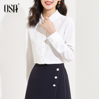 OSA职业OL白色衬衫女时尚洋气法式衬衣春装2021年新款高级感上衣